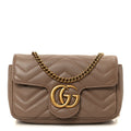 Gucci Calfskin Matelasse Super Mini GG Marmont Shoulder Bag Porcelain Rose
