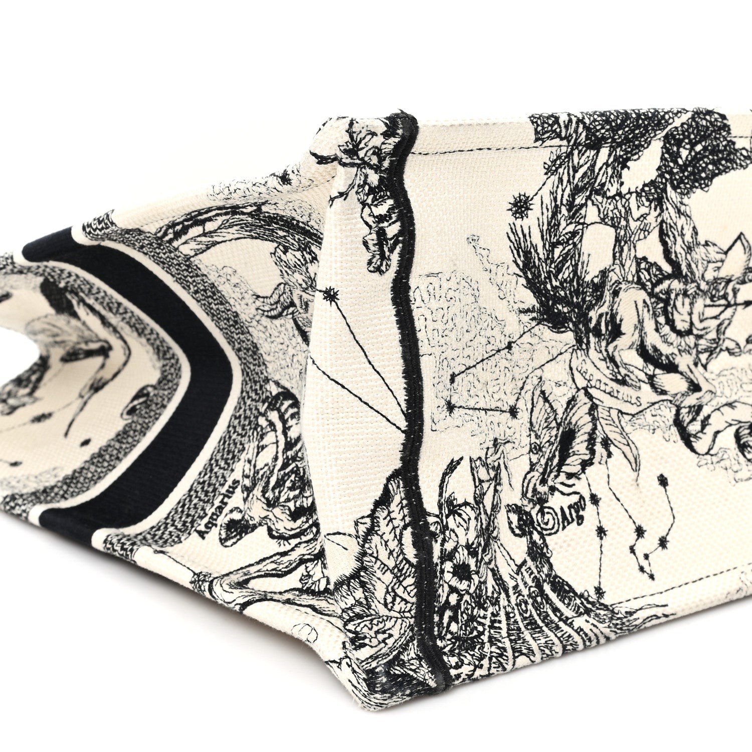 Christian Dior Canvas Zodiac Toile De Jouy Embroidered Large Book Tote Latte
