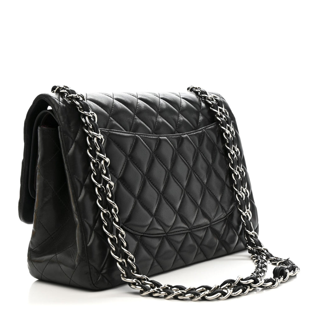 Chanel Lambskin Quilted Jumbo Double Flap Black