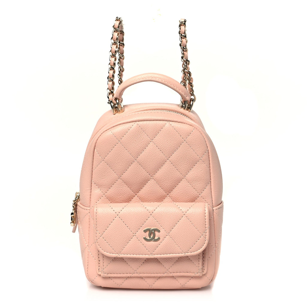 Chanel Caviar Quilted CC Mini Classic Backpack Light Pink