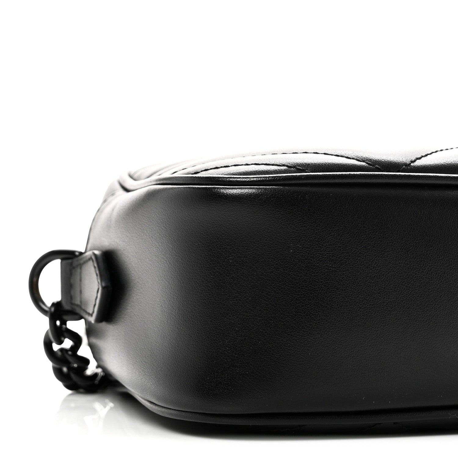 Gucci Calfskin Matelasse Monochrome Small GG Marmont Chain Shoulder Bag Black