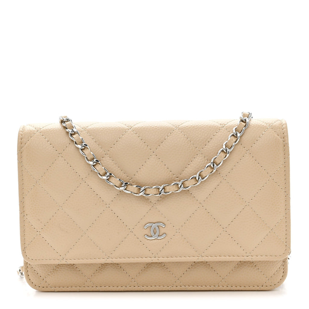Chanel Caviar Quilted Wallet on Chain WOC Beige