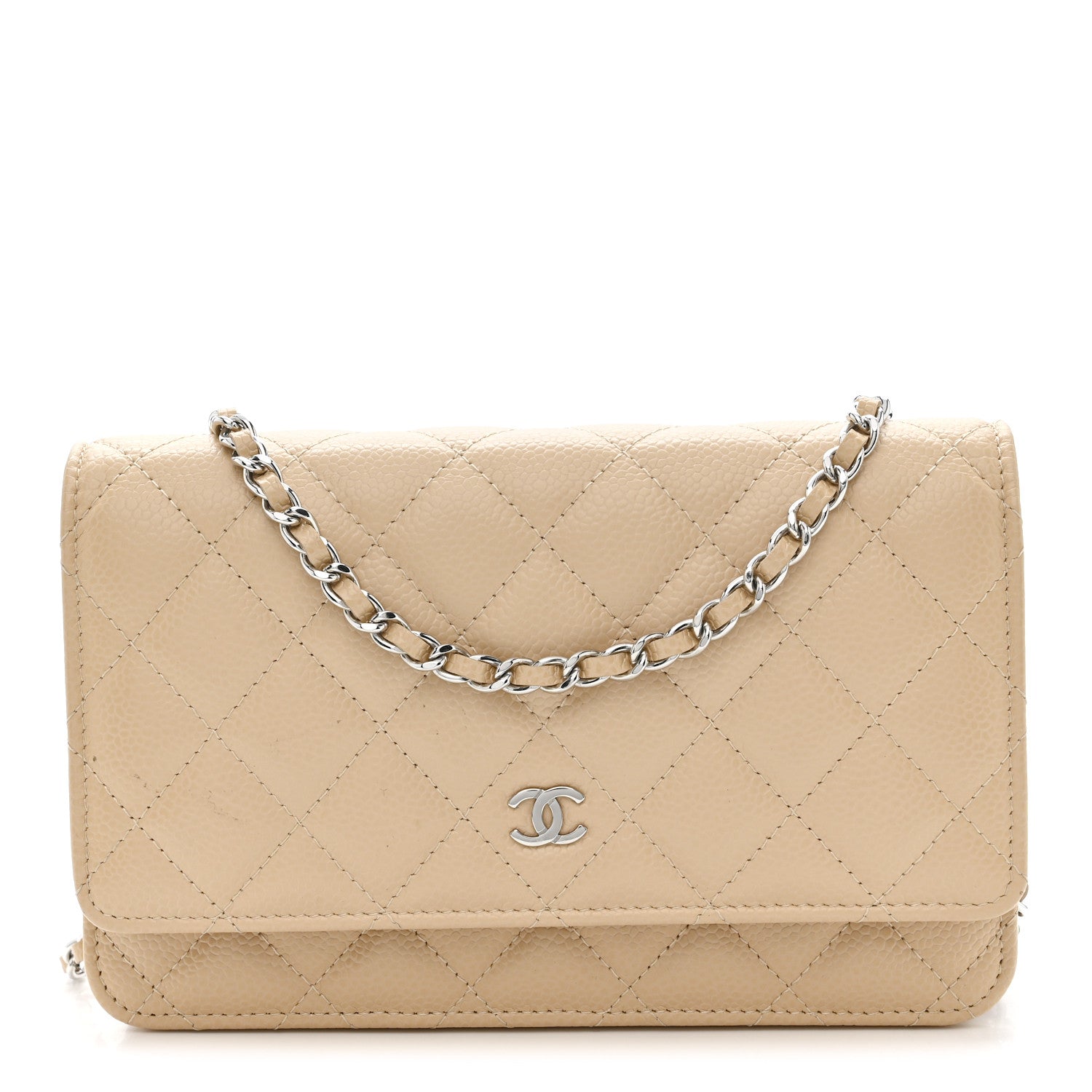 Chanel Caviar Quilted Wallet on Chain WOC Beige