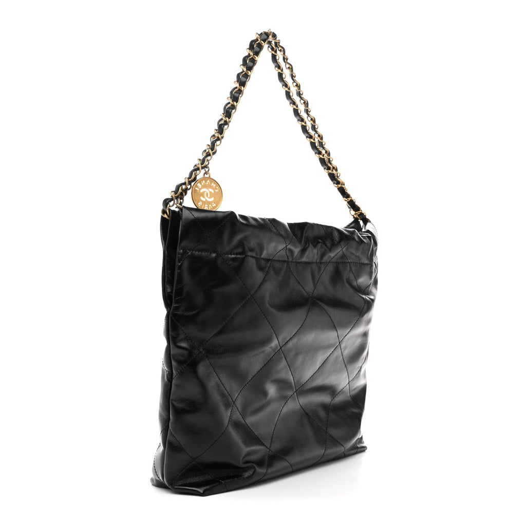 Chanel Shiny Calfskin Quilted Small Chanel 22 Black