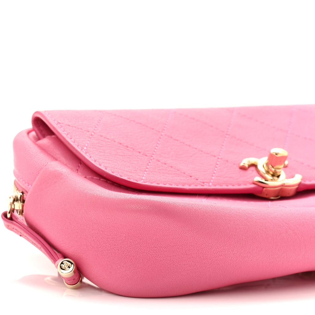 Chanel Goatksin Quilted Casual Trip Waist Bag Pink