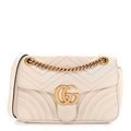 Gucci Calfskin Matelasse Small GG Marmont Shoulder Bag White