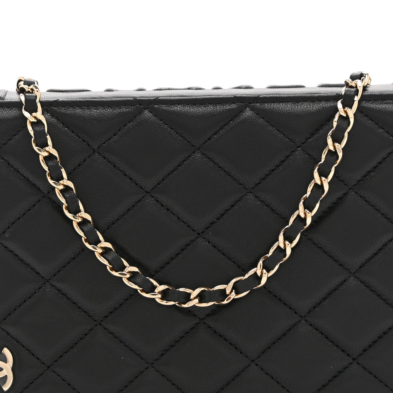 Chanel Lambskin Quilted Book Wallet On Chain WOC Black