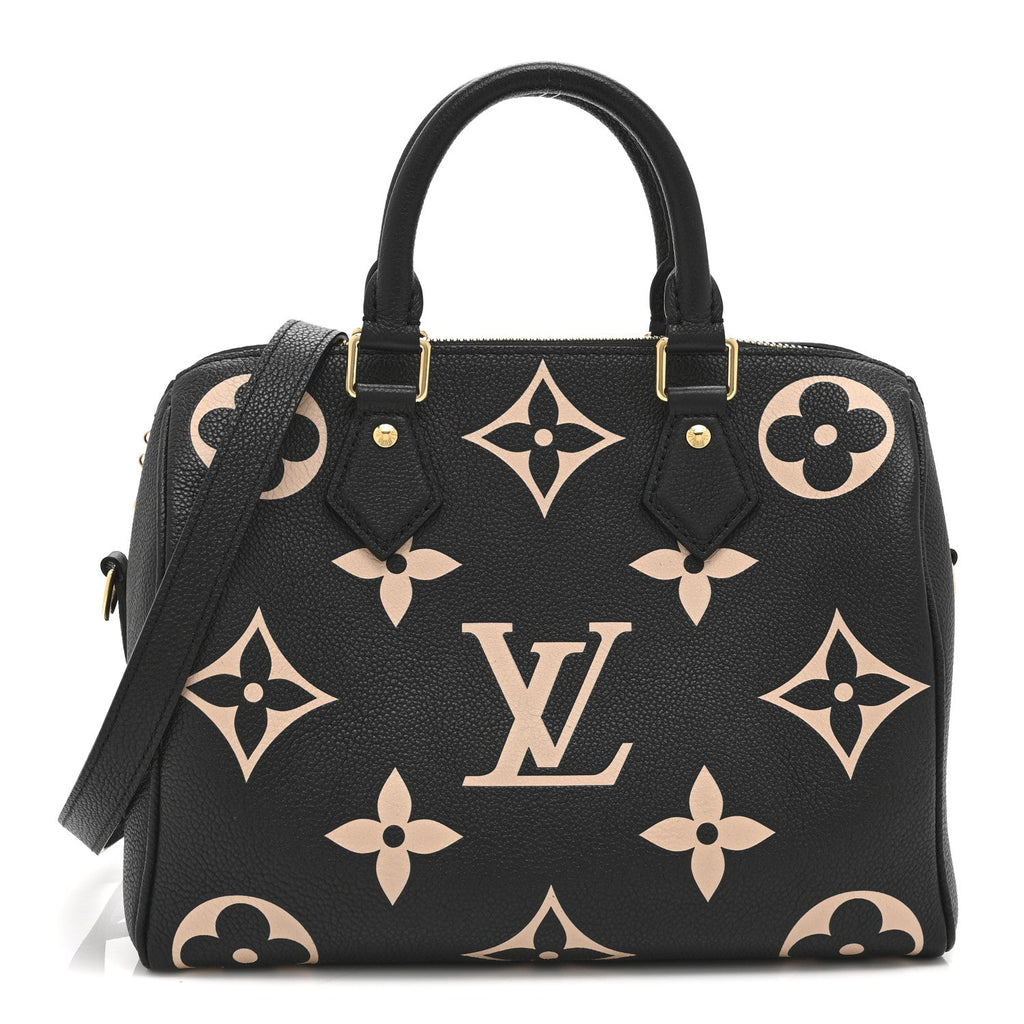 Louis Vuitton Empreinte Monogram Giant Speedy Bandouliere 25 Black Beige