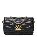 Louis Vuitton Lambskin Malletage Wallet On Chain GO-14 Black