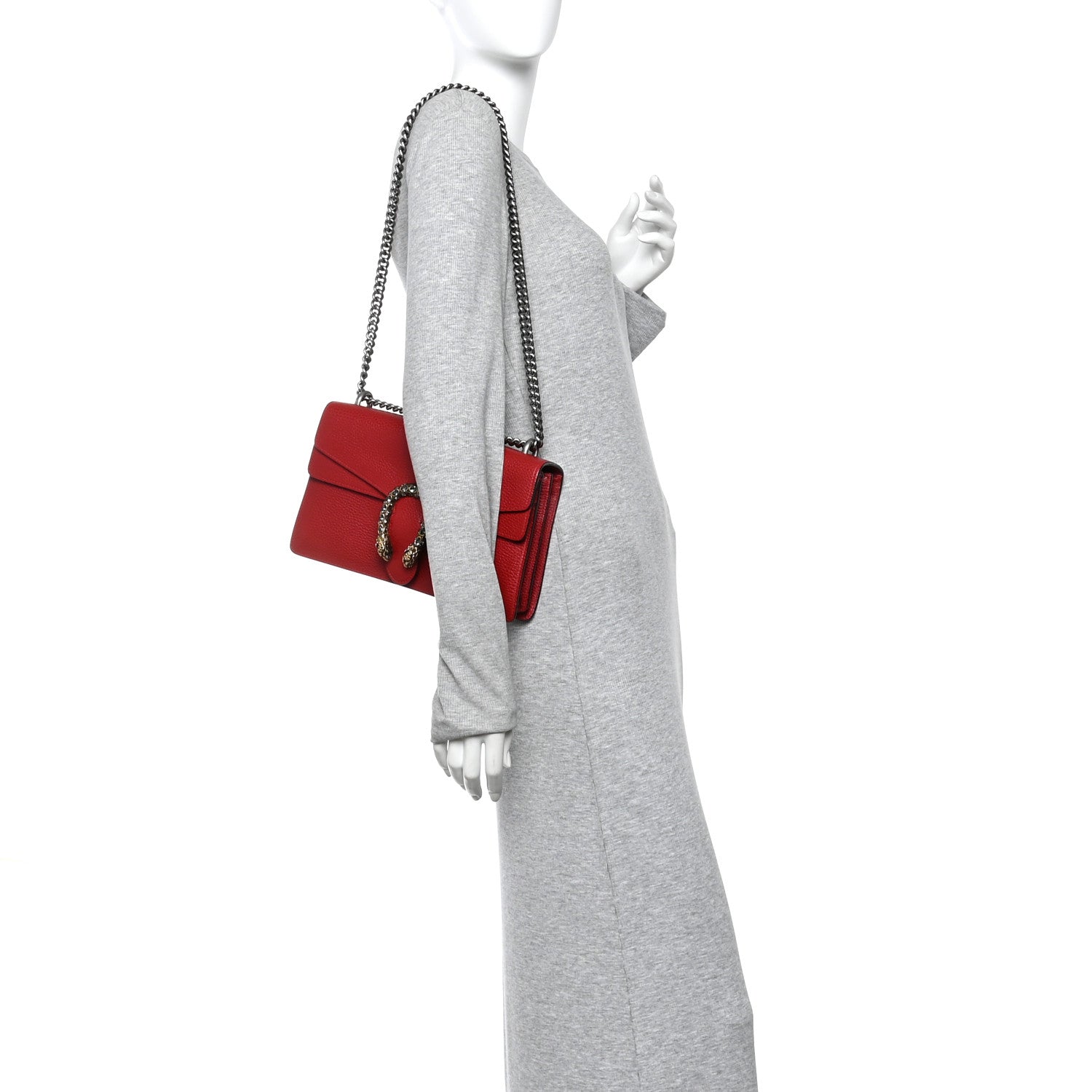 Gucci Dollar Calfskin Swarovski Crystal Small Dionysus Shoulder Bag Hibiscus Red