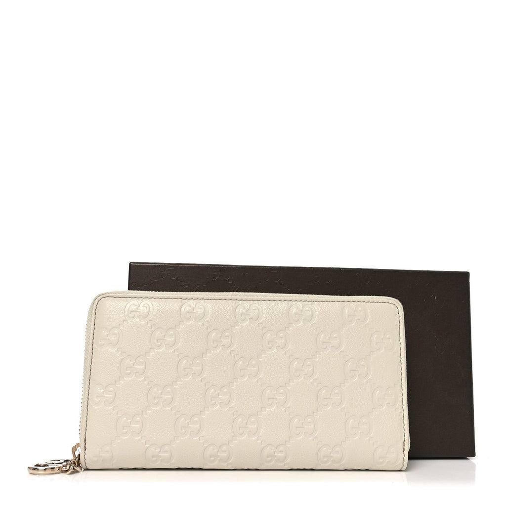 Gucci Guccissima GG Pierce Zip Around Wallet White