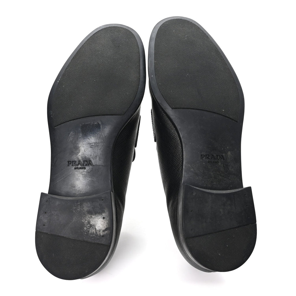 Prada Saffiano Mens Triangle Loafers 6 Black