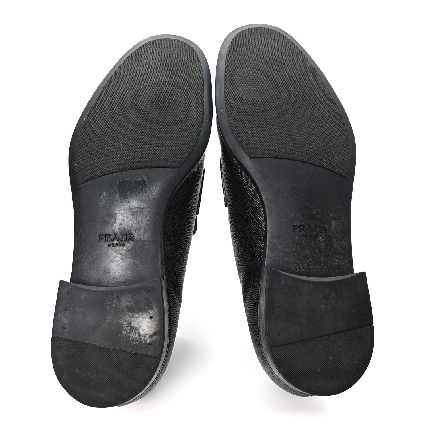 Prada Saffiano Mens Triangle Loafers 6 Black