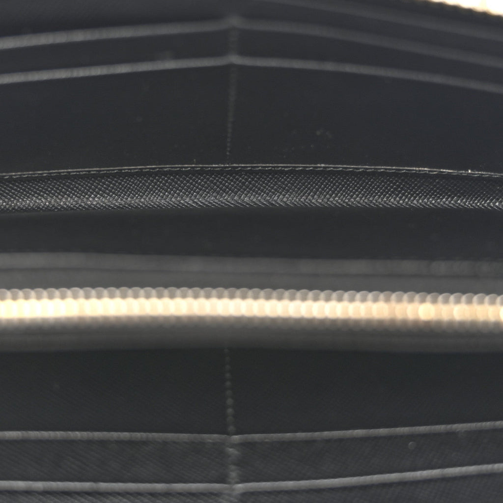 Prada Saffiano Metal Zip Around Wallet Black