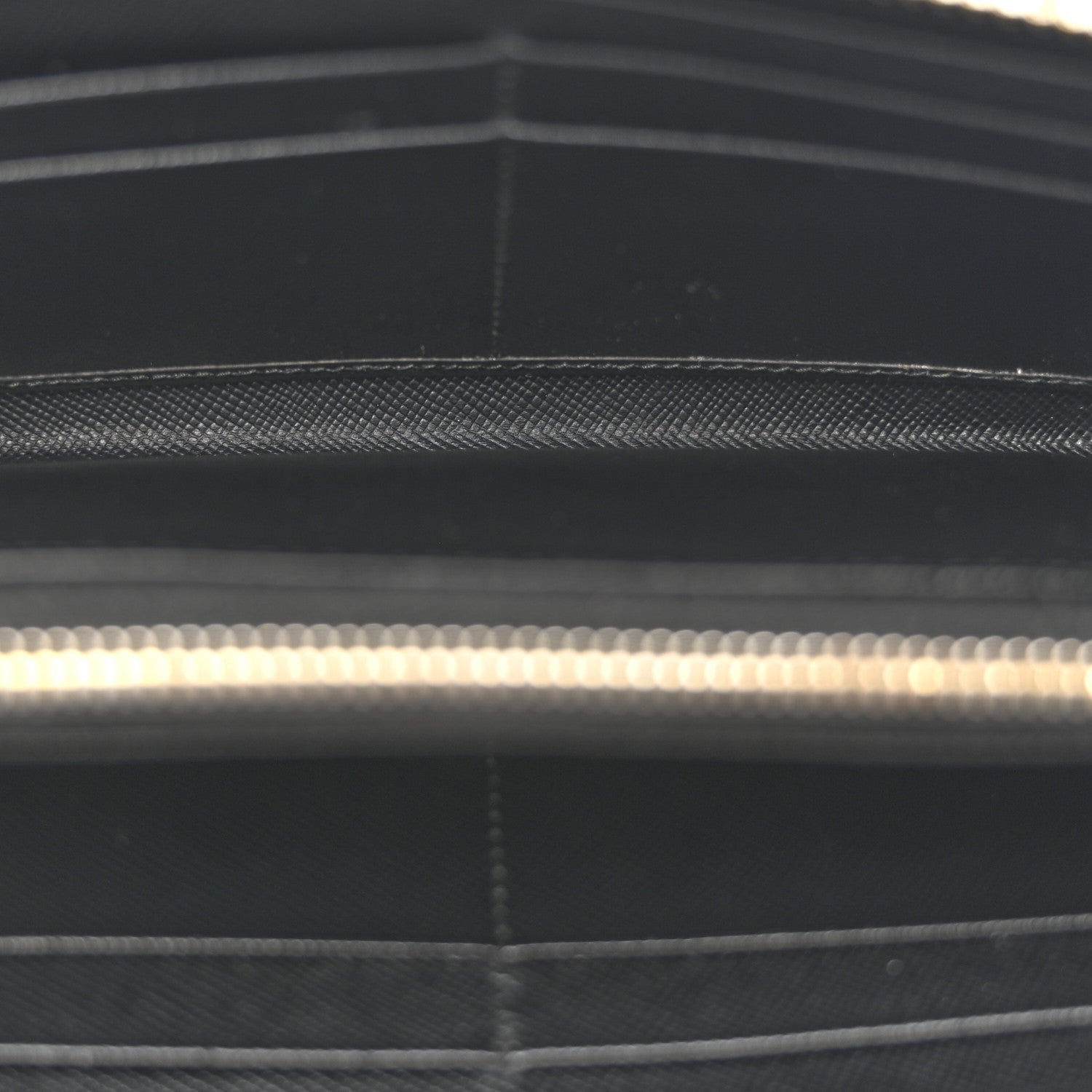 Prada Saffiano Metal Zip Around Wallet Black