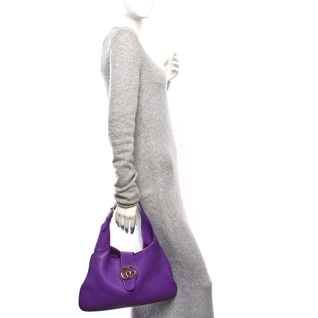 Gucci Goatskin Medium Aphrodite Shoulder Bag Shine Purple