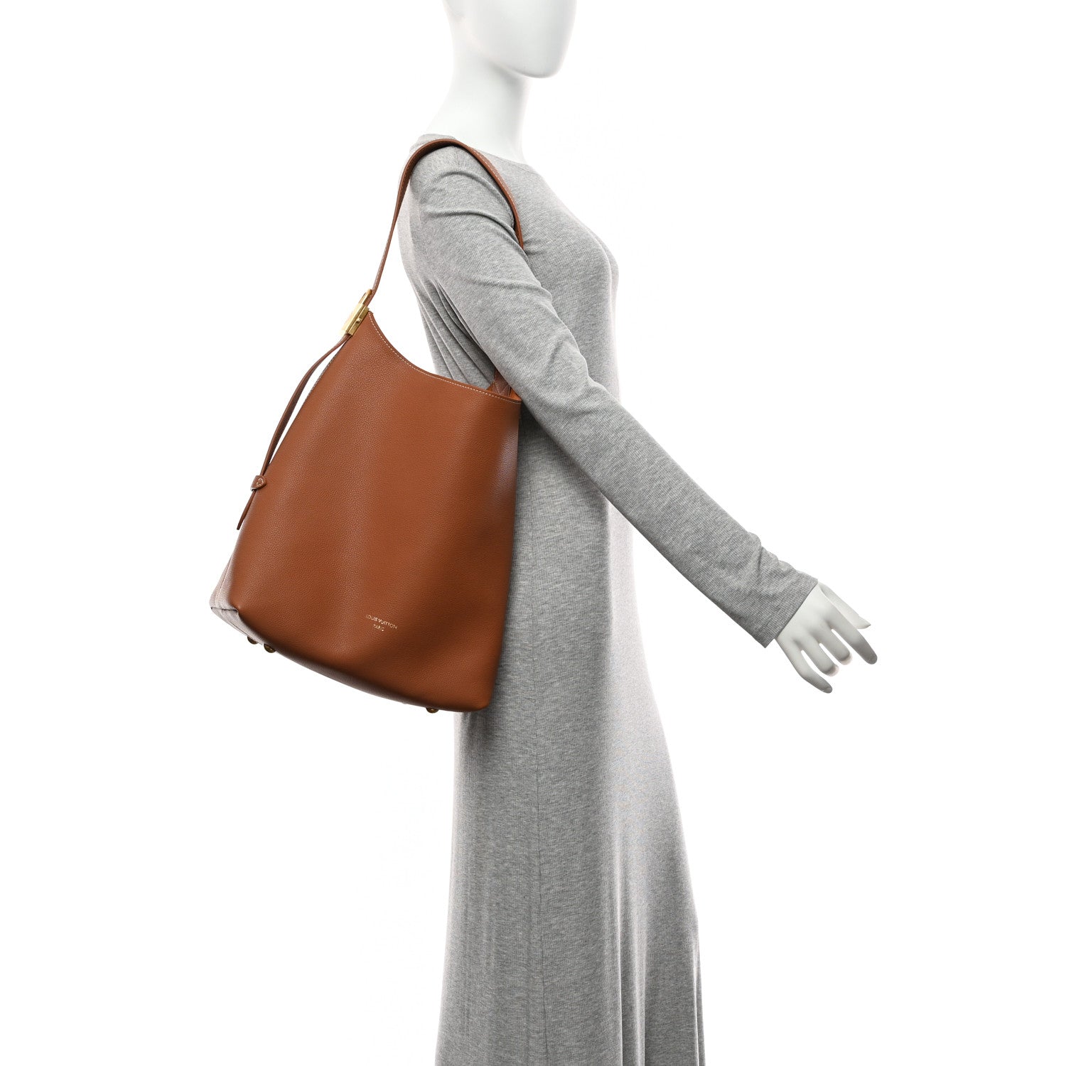 Louis Vuitton Grained Calfskin Low Key Hobo MM Cognac