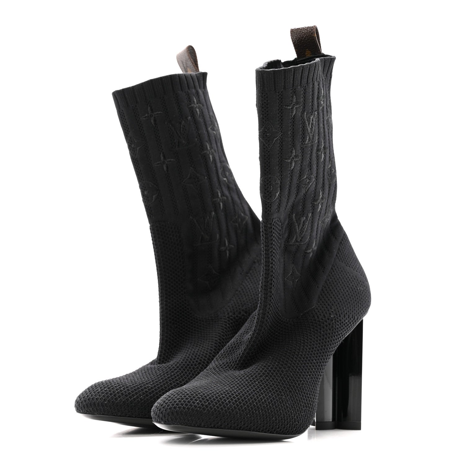 Louis Vuitton Monogram Stretch Fabric Silhouette Ankle Boots 37 Black