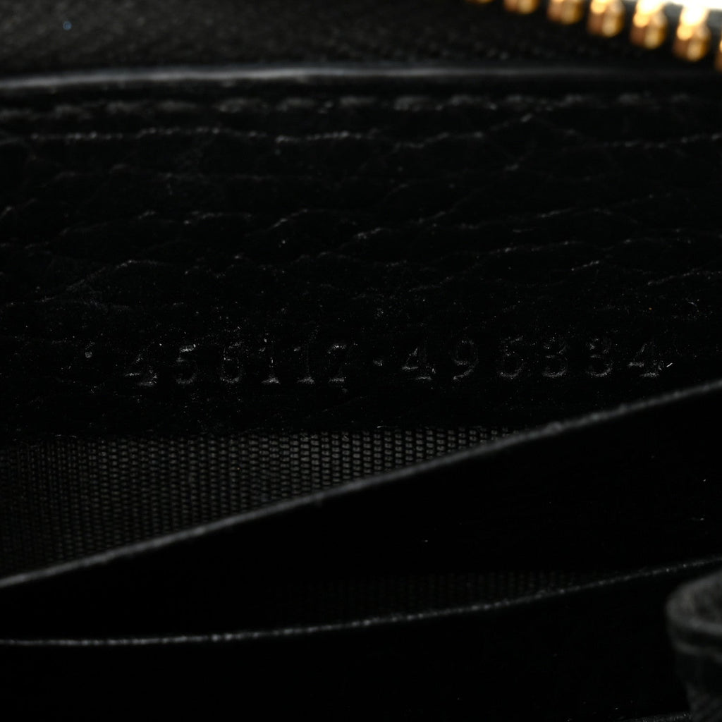 Gucci Dollar Calfskin GG Supreme Monogram GG Marmont Zip Around Wallet Black Beige Ebony