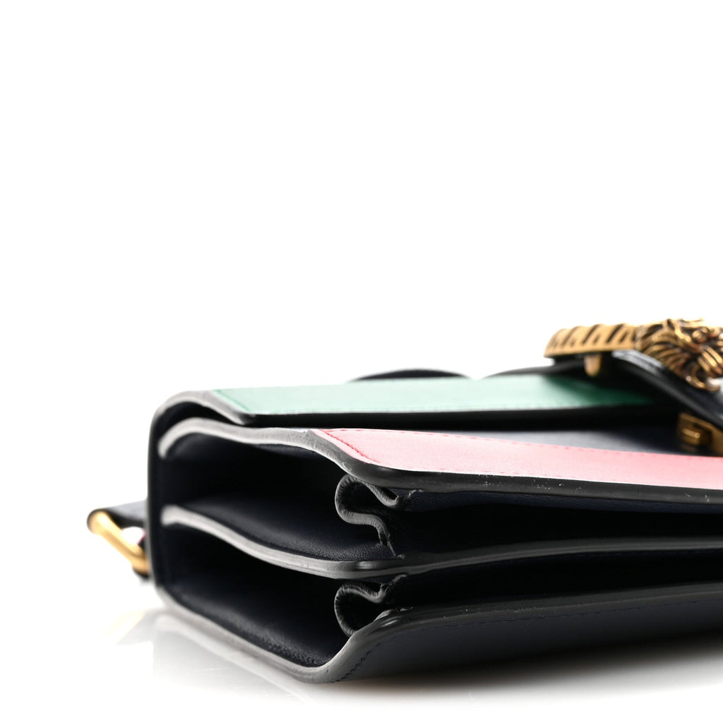 Gucci Moon Calfskin Bamboo Web Medium Dionysus Top Handle Bag Blue Emerald Hibiscus Red