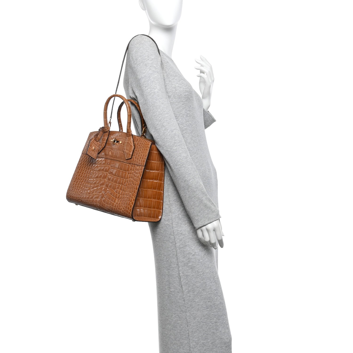 Louis Vuitton Alligator City Steamer MM Sienna Brown