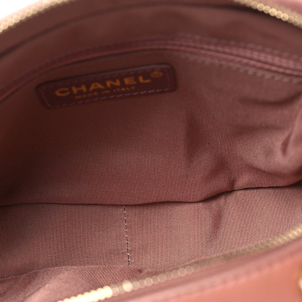 Chanel Lambskin Chevron Quilted Chain Around Camera Case Pink