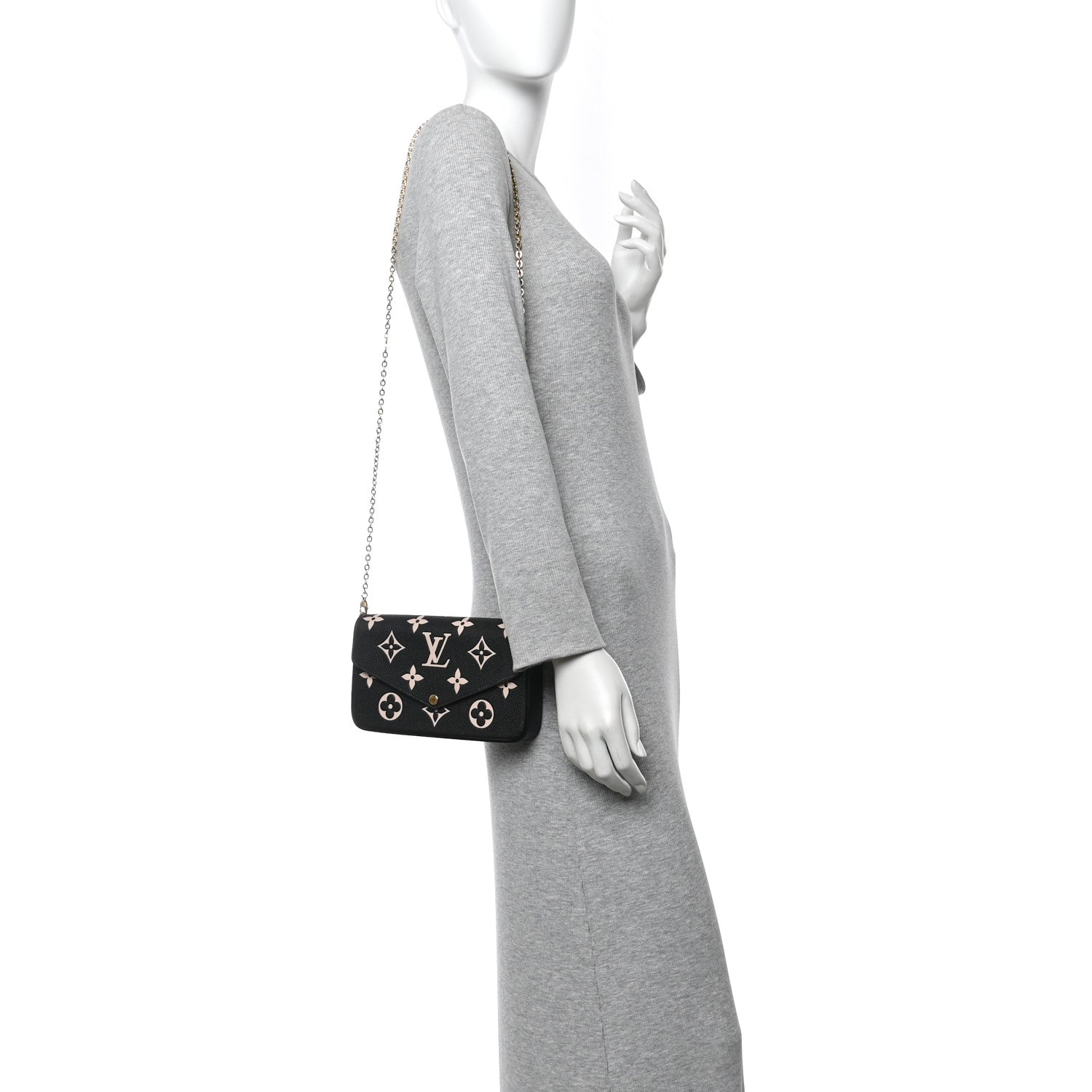 Louis Vuitton Empreinte Monogram Giant Felicie Pochette Black Beige