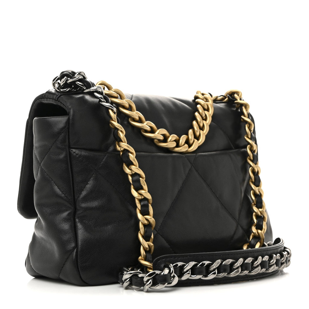 Chanel Lambskin Quilted Medium Chanel 19 Flap Black
