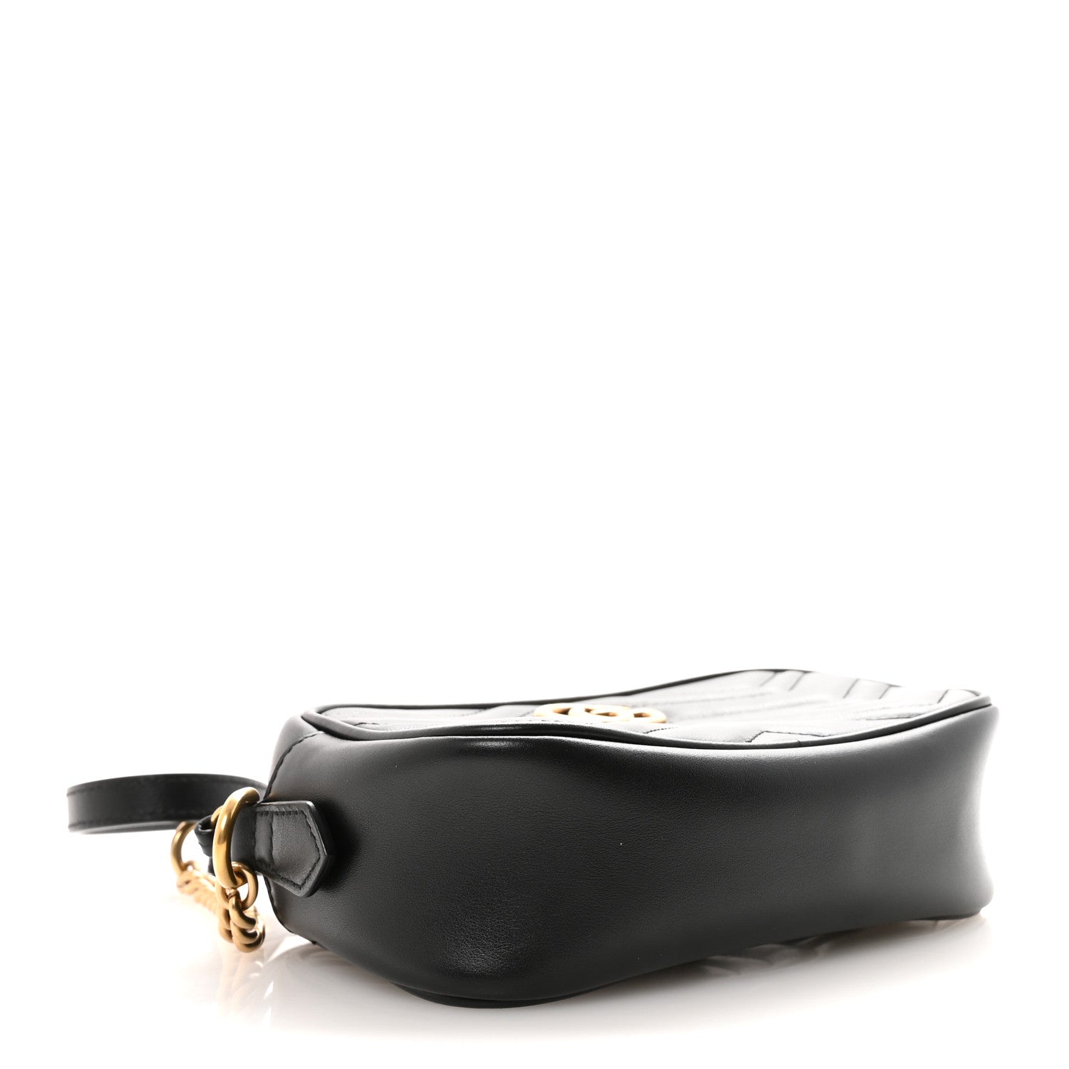 Gucci Calfskin Matelasse Mini GG Marmont Chain Shoulder Bag Black