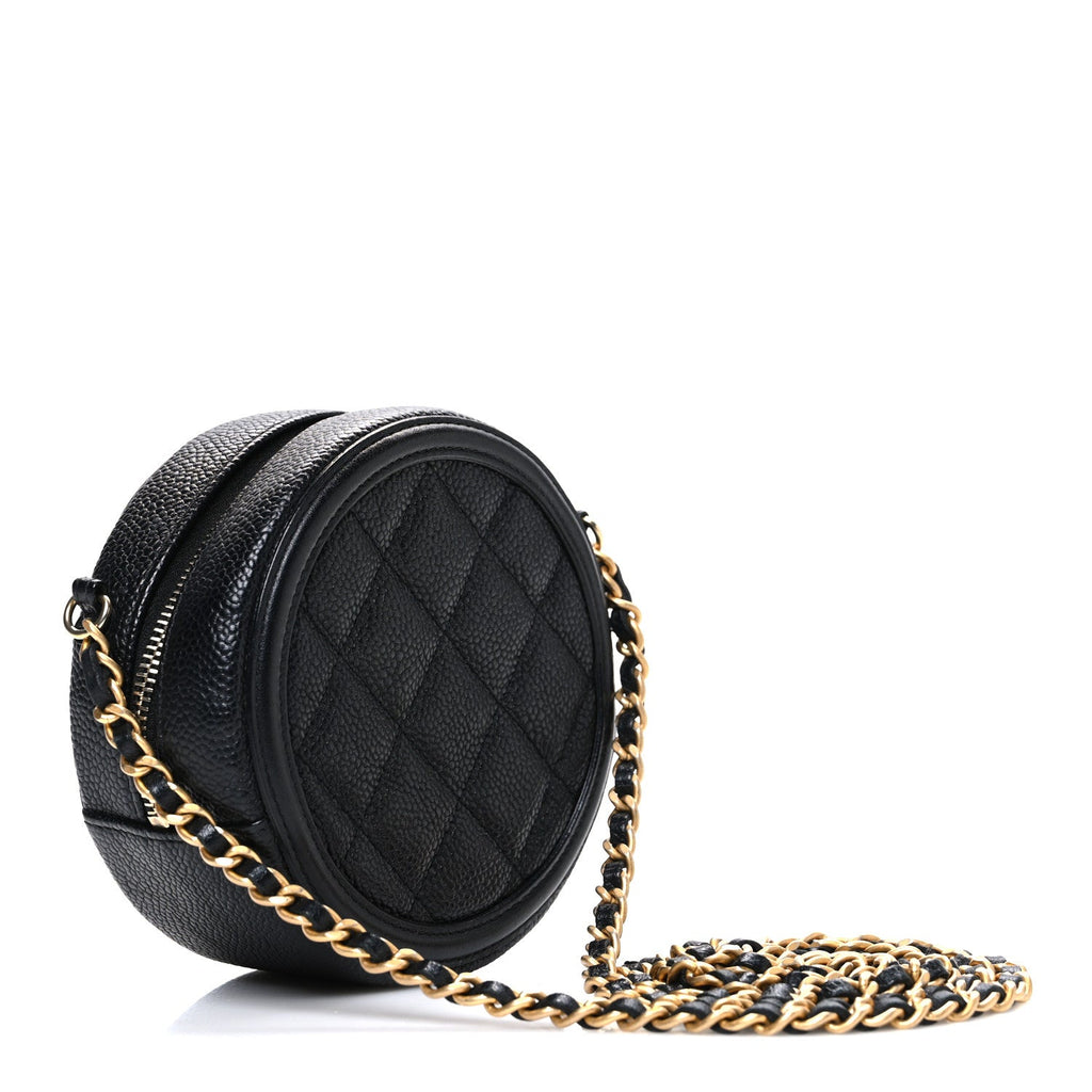 Chanel Caviar Quilted Round Filigree Crossbody Black