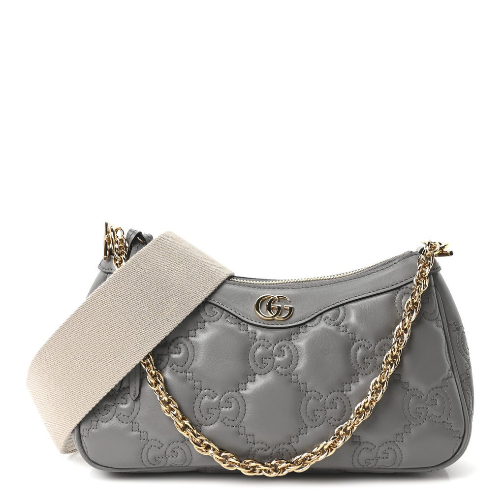 Gucci Calfskin GG Matelasse Chain Handbag Dusty Grey Natural