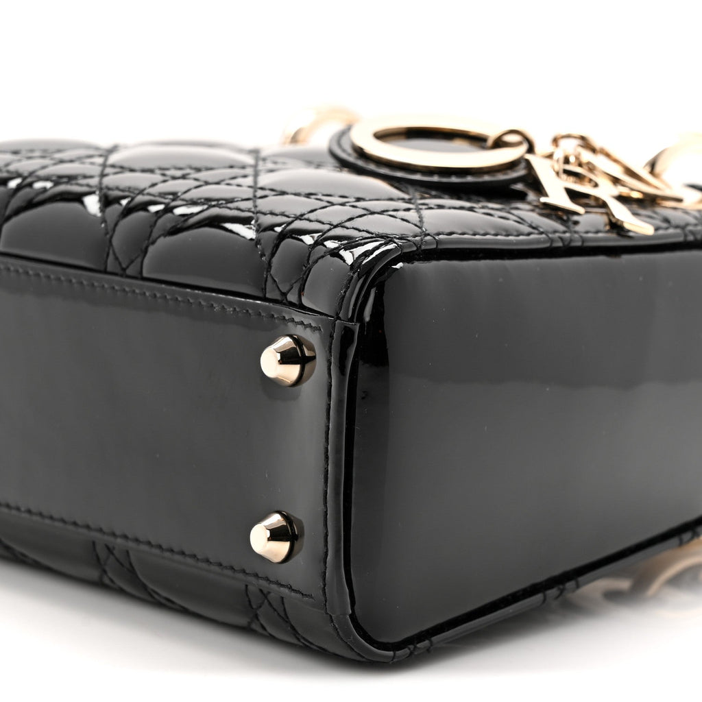 Christian Dior Patent Cannage Mini Lady Dior Black