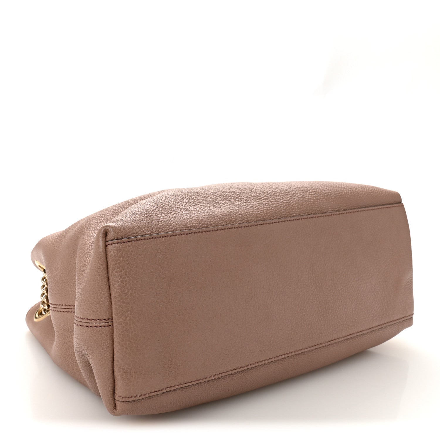 Gucci Pebbled Calfskin Medium Soho Chain Shoulder Bag Camelia