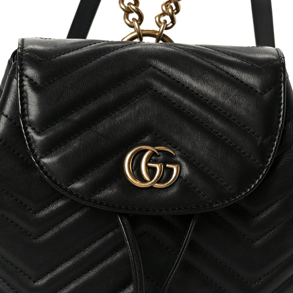 Gucci Calfskin Matelasse GG Marmont Flap Backpack Black