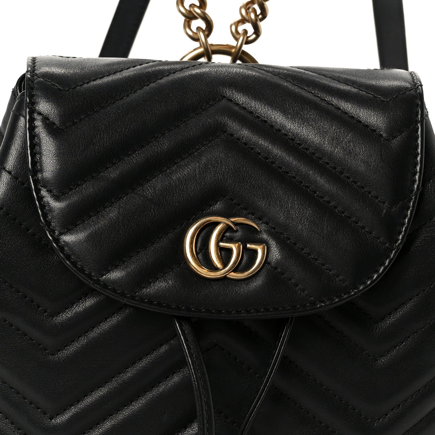 Gucci Calfskin Matelasse GG Marmont Flap Backpack Black