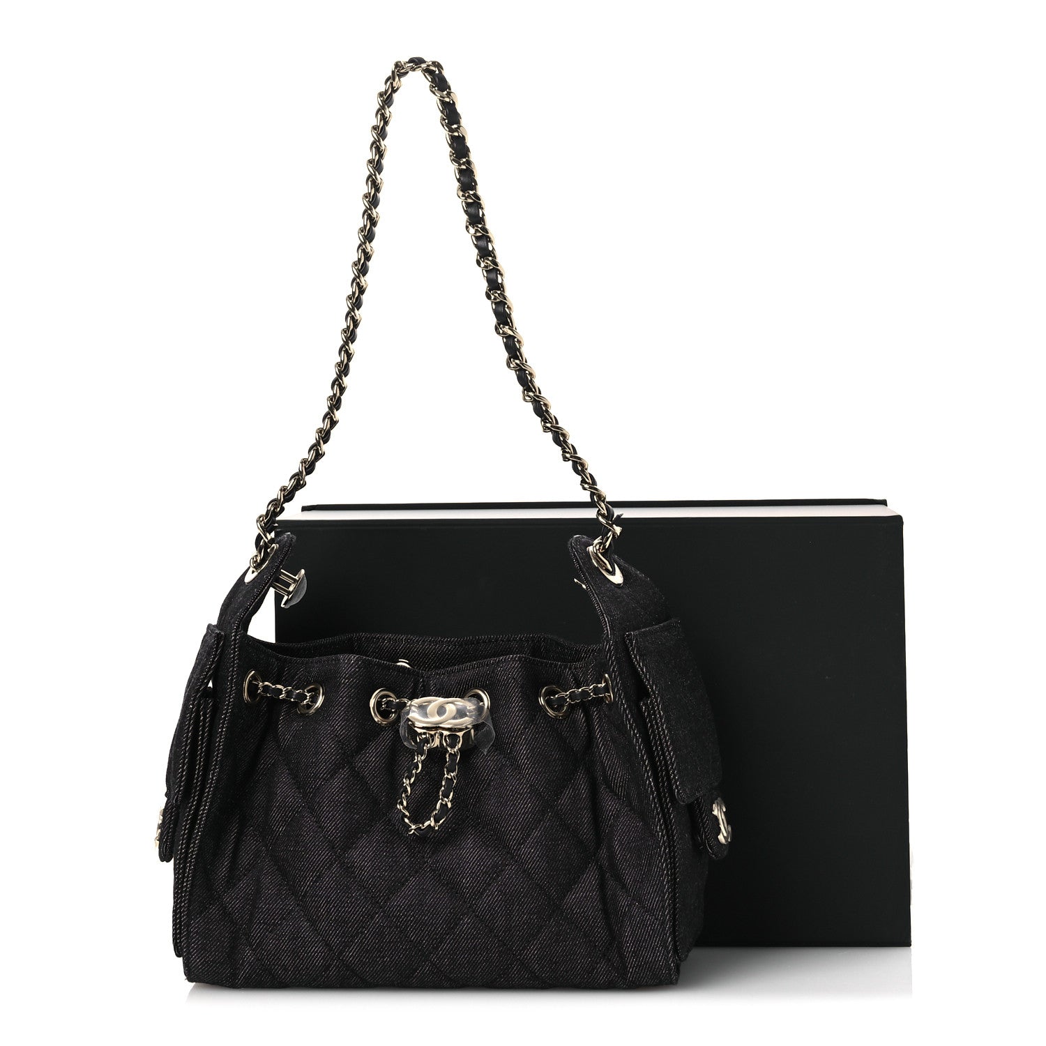Chanel Denim Quilted Mini Chanel 25 Handbag Dark Blue