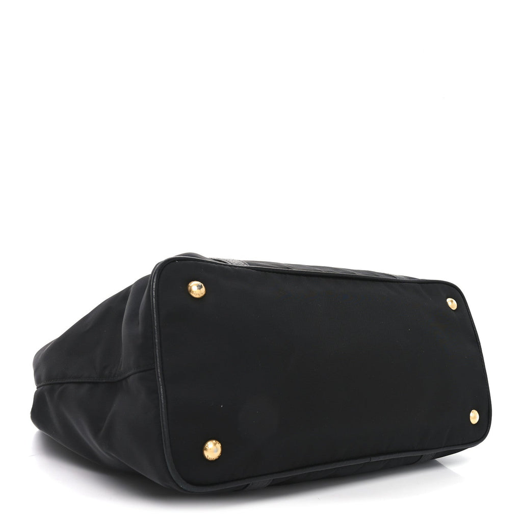 Prada Tessuto Nylon Soft Calf Small Tote Black