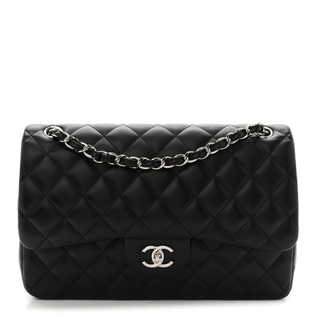 Chanel Lambskin Quilted Jumbo Double Flap Black