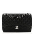 Chanel Lambskin Quilted Jumbo Double Flap Black