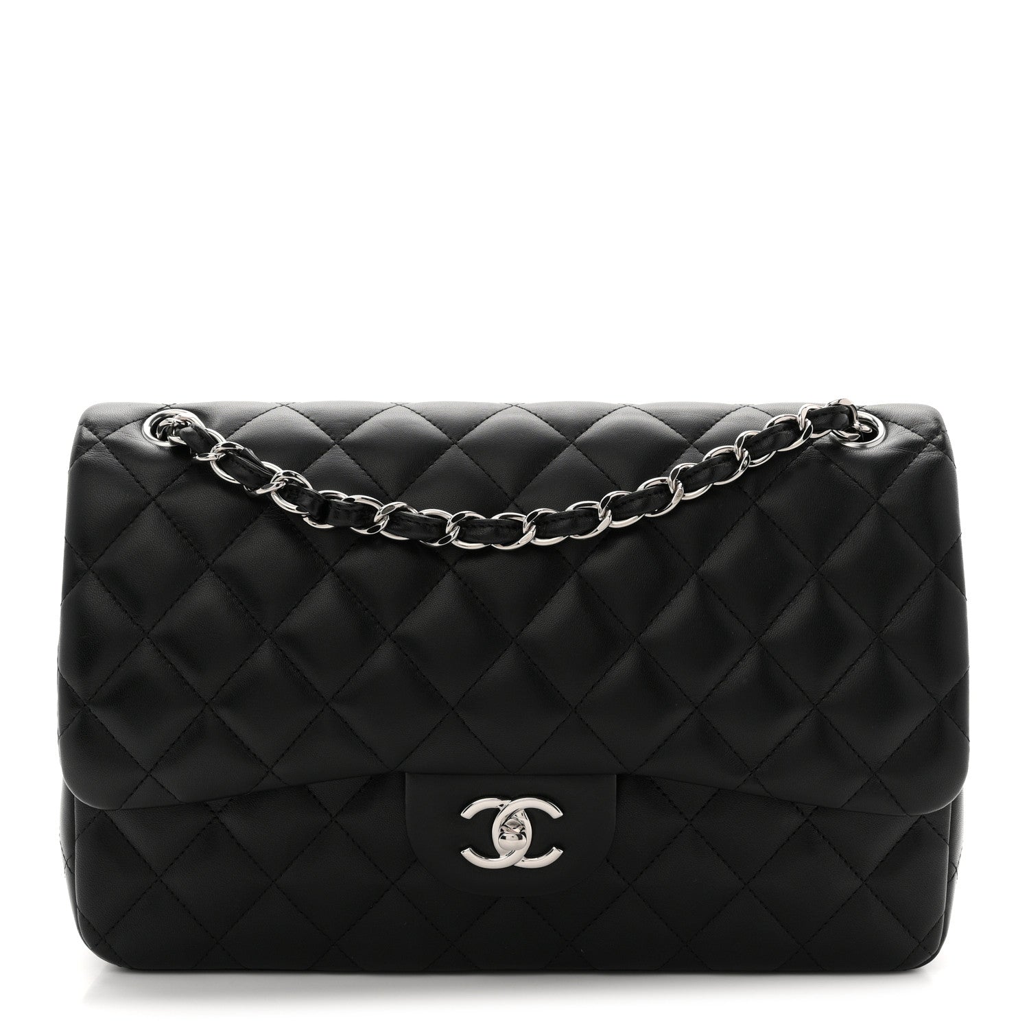 Chanel Lambskin Quilted Jumbo Double Flap Black