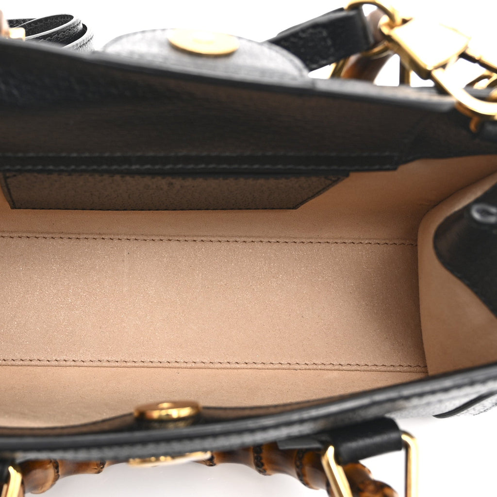 Gucci Textured Dollar Calfskin Web Small Diana Shoulder Bag  Black