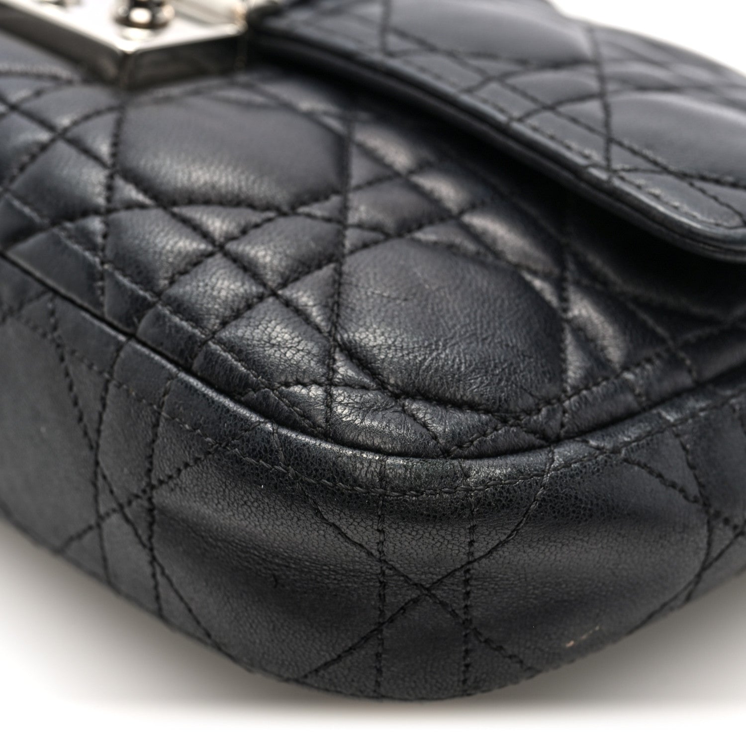 Christian Dior Lambskin Cannage Miss Dior Promenade Pouch Black