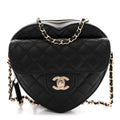 Chanel Lambskin Quilted CC In Love Heart Bag Black