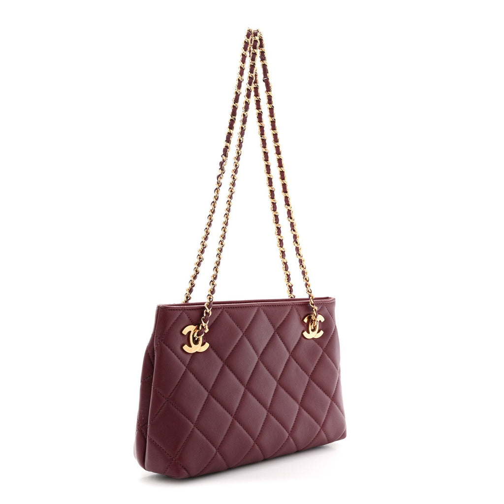 Chanel Lambskin Quilted Small Eyes On You Shopping Bag Dark Burgundy