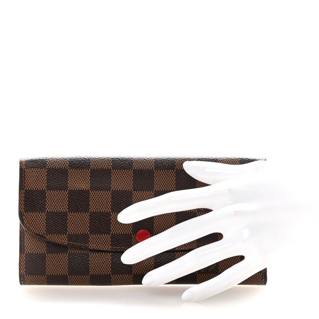 Louis Vuitton Damier Ebene Emilie Wallet Red