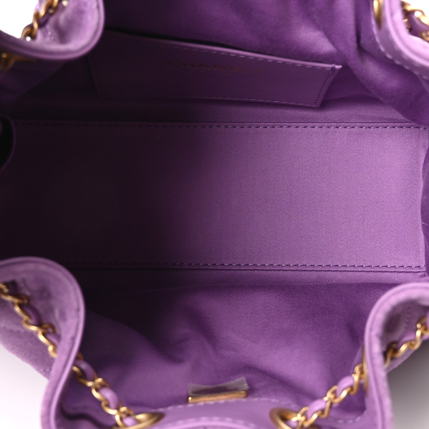 Chanel Suede Quilted Mini Chanel 25 Handbag Purple