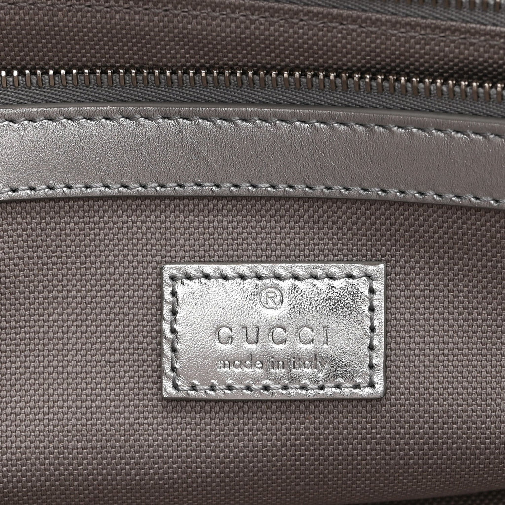 Gucci GG Supreme Monogram Emblem Medium Tote Bag  Beige Silver