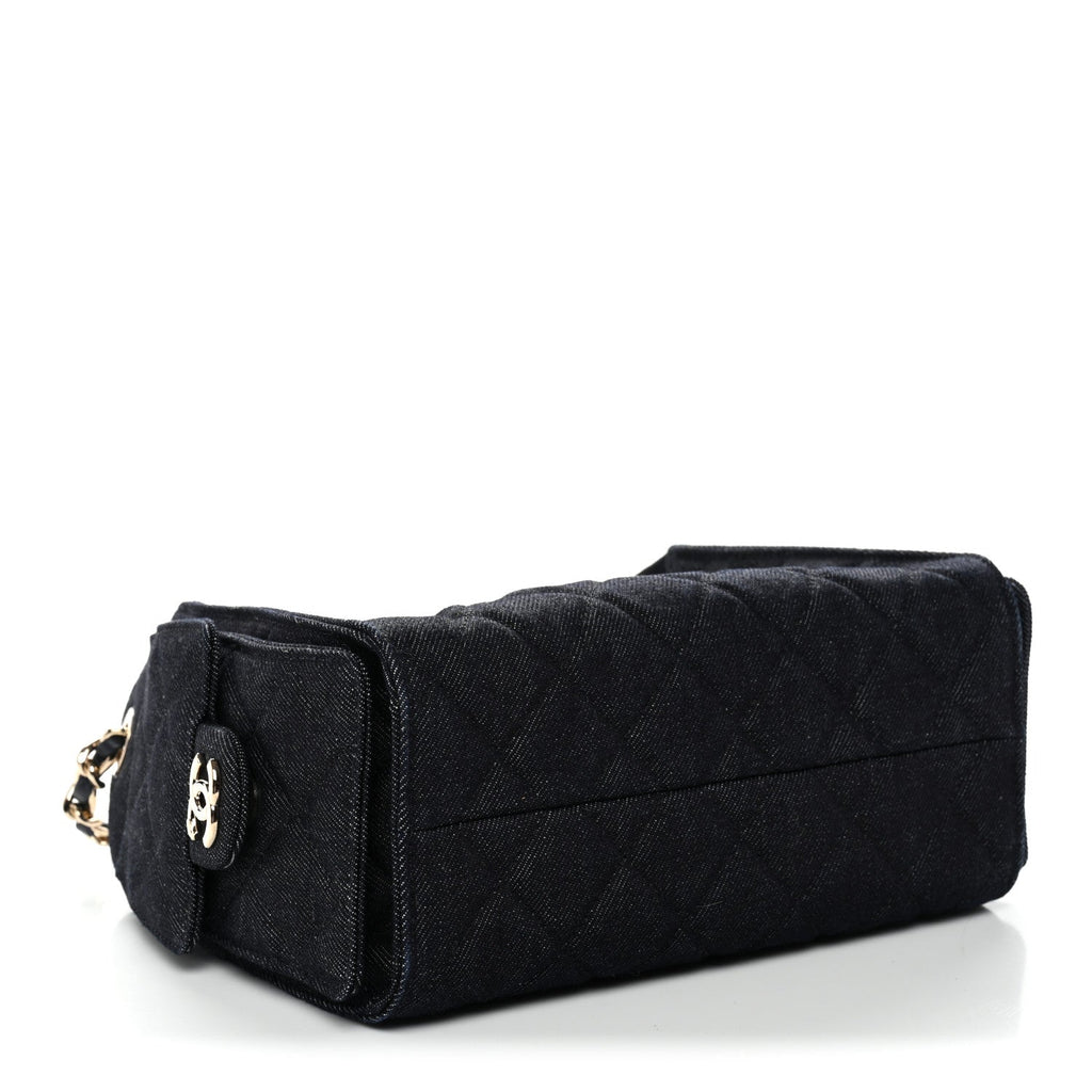 Chanel Denim Quilted Mini Chanel 25 Handbag Dark Blue