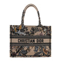Christian Dior Canvas Embroidered Jardin D'Hiver Medium Book Tote Beige Multicolor