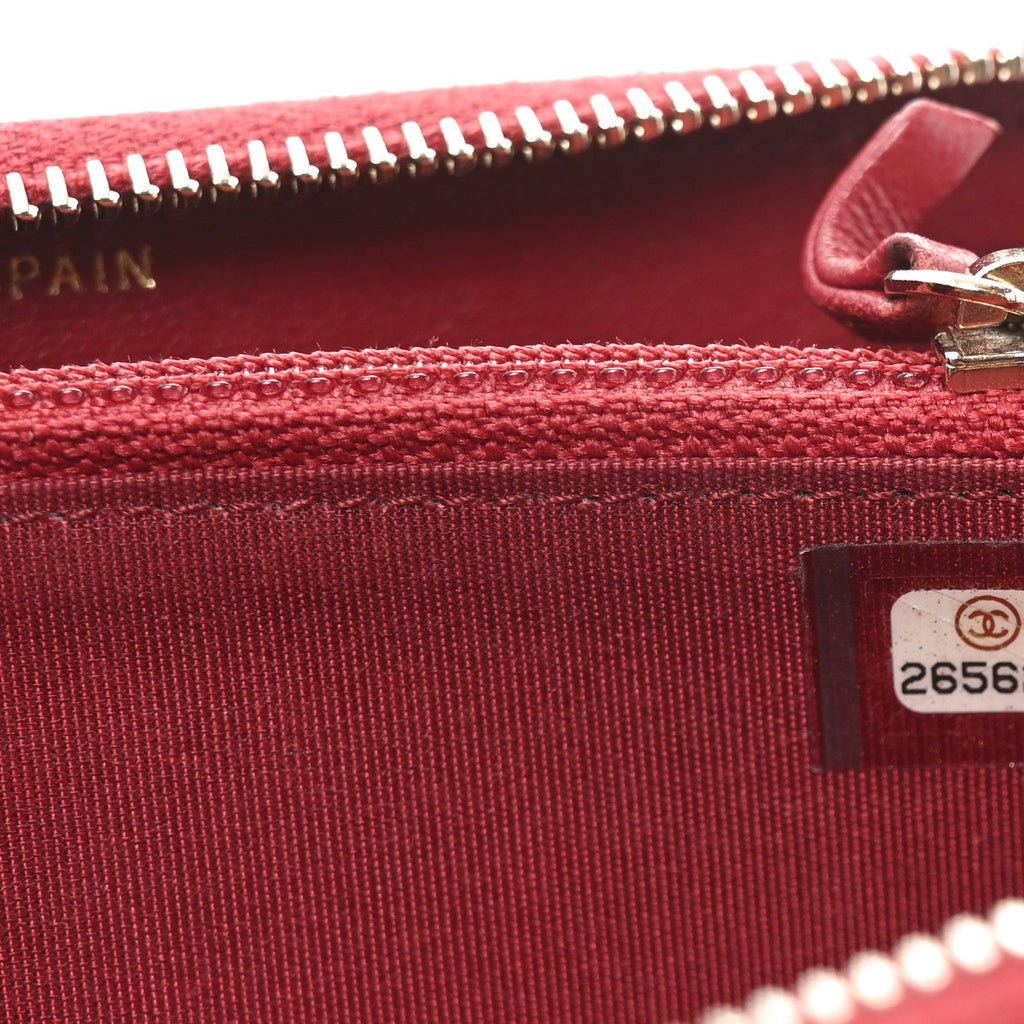 Chanel Sheepskin Quilted Medium Mademoiselle Vintage Zip Around Wallet Red